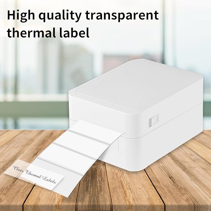 1" x 3" Transparent Thermal Label Stickers,Waterproof Thermal Printer Sticker Labels for Gift Wrapping, Self-Adhesive Name Price Tag DIY Custom Logo Design (500 pcs,Clear)