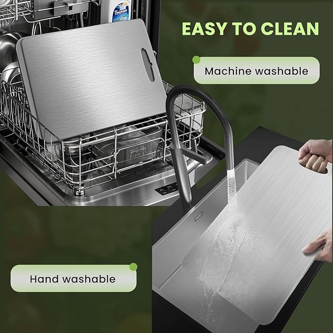 2 Pack Titanium Cutting Board, 2025 New Upgrade 100% Pure Titanium Cutting Boards for Kitchen, Hygiene & Durability Non Stick Chopping Board, Double sided Cutting Mat, Easy to Clean （M & L）