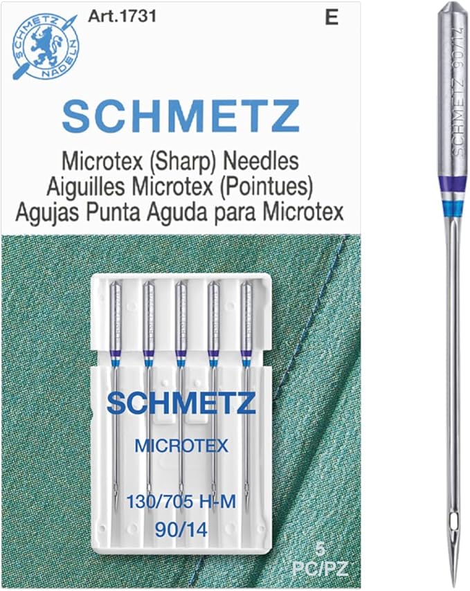 SCHMETZ Microtex Sharp Sewing Machine Needles - Quilting & Topstitching Supplies, Size 90/14, 5-Needle Card, Pack of 1
