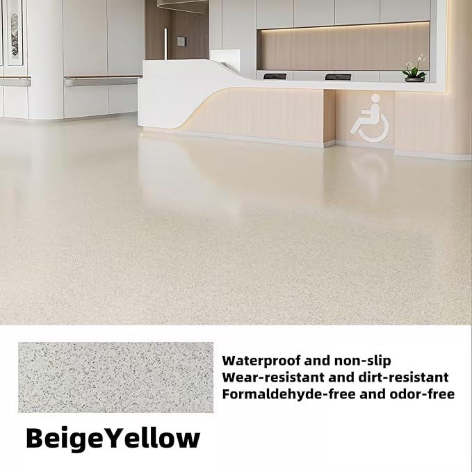 Epoxy Colored Sand Floor Paint, Epoxy Floor Paint High Gloss Marble Effect Coating for Indoor and Outdoor, Wear-resistant and non-slip Self-leveling Coating Yellow 105OZ(3KG)