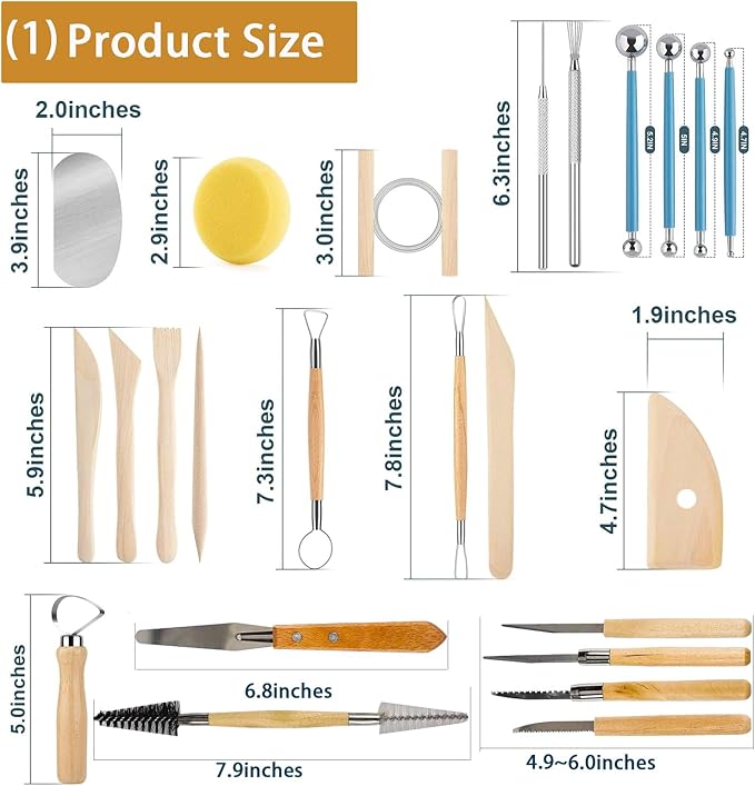 Clay Tools Kit, 52 PCS Complete Clay Tools Set for Sculpting and Pottery, Pottery Tools Includes Polymer Clay Tools, Sculpting Tools, Ceramic Tools, Clay Carving Tools, Perfect Pottery Tool Kit