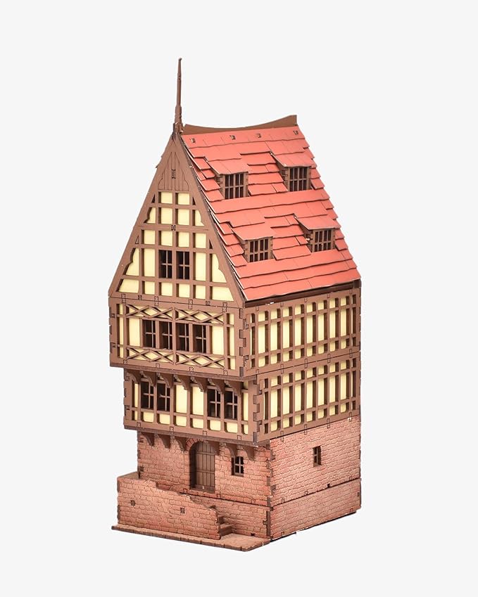 Brick Rowhouse DIY Wooden Building Kit for Teens and Adults, Suitable for Playing with Family - Realistic