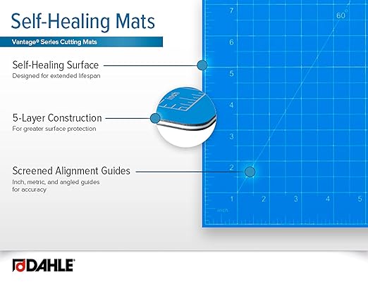 Dahle Vantage 10694 Premium Self-Healing Cutting Mat, 36"x48", 1/2" Grid, 5 Layers for Max Healing, Perfect for Crafts & Sewing, Blue