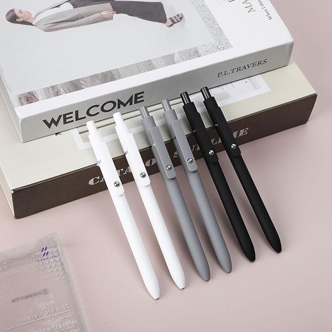 Ddaowanx Gel Pens, 0.5mm Fine Point Quick Dry Black Ink Pens Retractable, Nursing School Essentials,School Supplies, Gifts for Women (6Pcs-Black Ink)