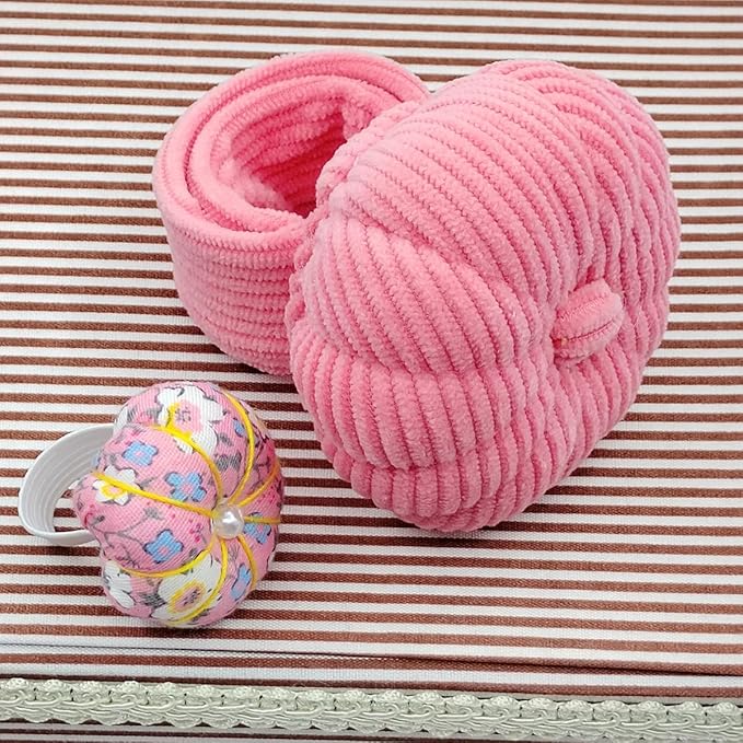 Elastic Wrist Pin Cushion Ring Pincushions Needlework DIY Handcraft Needles Holder for Sewing and Quilting with 1 Elastic Strap Finger Ring Pincushions Pumpkin Shaped