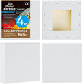 PHOENIX 6x6 Inch 4 Pack Gallery Canvas - Small Square 1.5 in Thick Canvases for Painting - Deep Edge 100% Cotton 11 Oz. Gesso Primed White Blank Professional Canvas Oil & Acrylic Paints