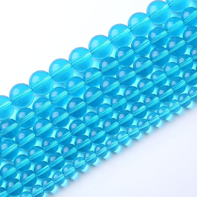 36pcs 10mm Topaz Blue Crystal Glass Beads Round Loose Spacer Beads for Jewelry Making DIY Bracelet Necklace Healing Power Stone Beads (Blue Crystal Glass, 10mm)