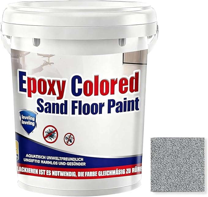Epoxy Colored Sand Floor Paint, Epoxy Floor Paint for Concrete, High Gloss Marble Effect Coating, Waterproof Non-Slip Concrete Paints, Suitable for Indoor/Outdoor Use (Light Gray,32 oz/1 kg)