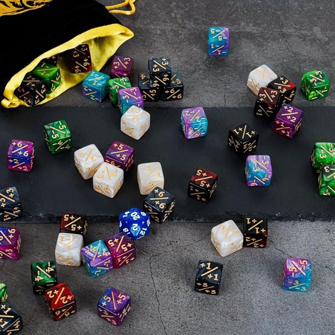 82 Pack Magic The Gathering Counter Dice Set 72 Pcs D6 MTG Dice Life Counters Tokens for Magic Card Game Accessories with 3 Pcs Rolling Dice 7 Pcs Drawstring Bags