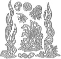 Metal Sea Grass Seaweed Coral Tropical Fish Cutting Dies,Jellyfish Shell Fish Conch Ocean Die Cuts Summer Embossing Stencils Template Mould for Card Scrapbooking and DIY Craft Album Paper Card Decor