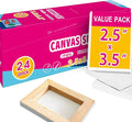 AUREUO Mini Stretched Canvas - 2.5x3.5 Inch / 24 Pack - 2/5 Inch Profile Small Square Canvas - Gift Set Bulk Pack Canvases for Acrylic Painting & Craft