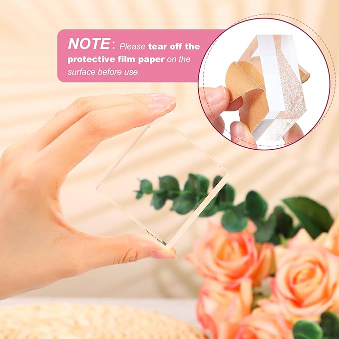 Remerry 8 Pieces Acrylic Display Block 2 x 2 x 1 Inch Clear Polished Acrylic Square Display Cube Block Stand Holder for Rings Jewelry Ornaments
