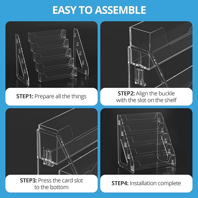 5 Tier Acrylic Card Display Stand, Clear Display for Greeting Cards, Sports Cards, Postcards, Stickers & Brochures (2 Pack)