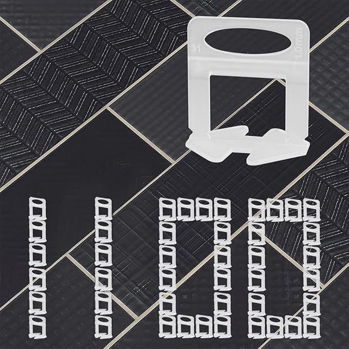 1100 Pcs Tile Leveling System Clips 1/32" (1.0mm) for Ceramic Tile and Stone Installation - DIY Tile Leveler Spacers Kit for Perfect Alignment(1100, 1/32)