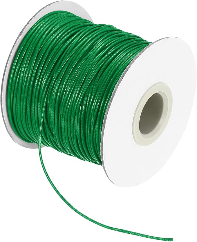 MECCANIXITY Waxed Cord 1mm Waxed Thread 87 Yard Wax String Leather Cord for Bracelet Making, Necklaces, Beading, Jewelry Making and DIY Crafts(Green)