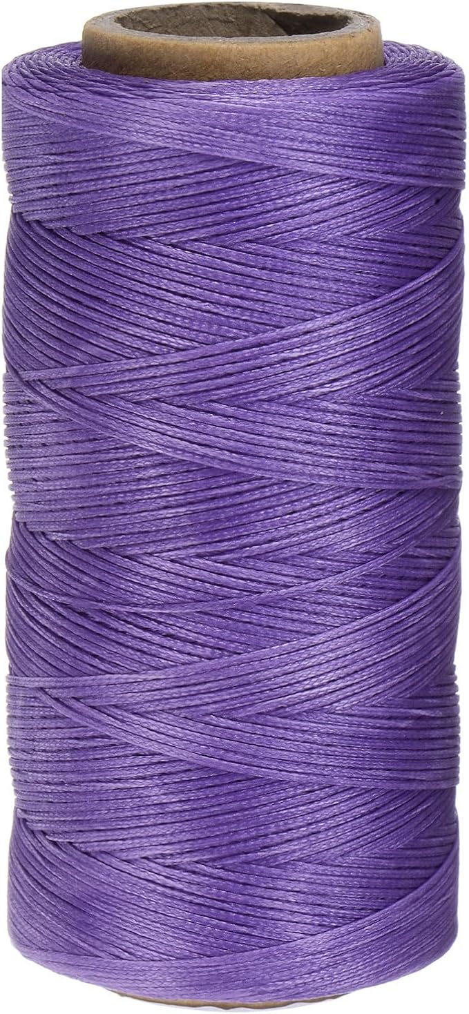 Uxcell 150D 0.8mm Flat Waxed Thread, 284 Yards Polyester, Dark Purple, Leather Sewing Waxed String