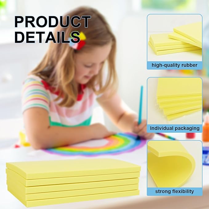 KUKLIPJIM 25 Pcs 4""x6"" Rubber Carving Blocks, Linoleum Blocks, Stamp Carving Blocks for Printmaking, Linocut Artists, Crafts and More,(Yellow)
