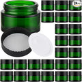 Glass Jars with Lids,Eco-Friendly Cosmetic Containers with Airtight Black Lids & Liners, Multi-Color Options for Cream, Lotion, Body Butter, DIY Skincare Travel Jars (Green, 1oz)