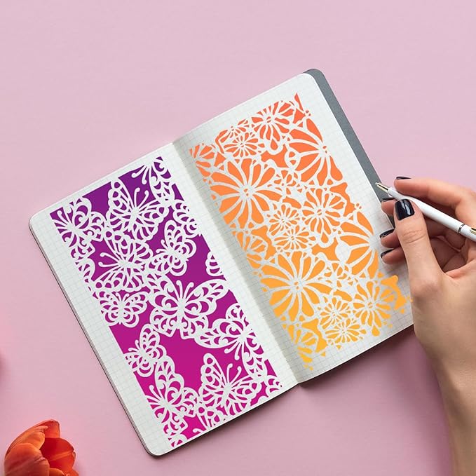 Floral Stencils for Crafts Reusable Damask Texture Stencils for Painting Background Stencil Drawing Templates for Wood Canvas Furniture Scrapbooking