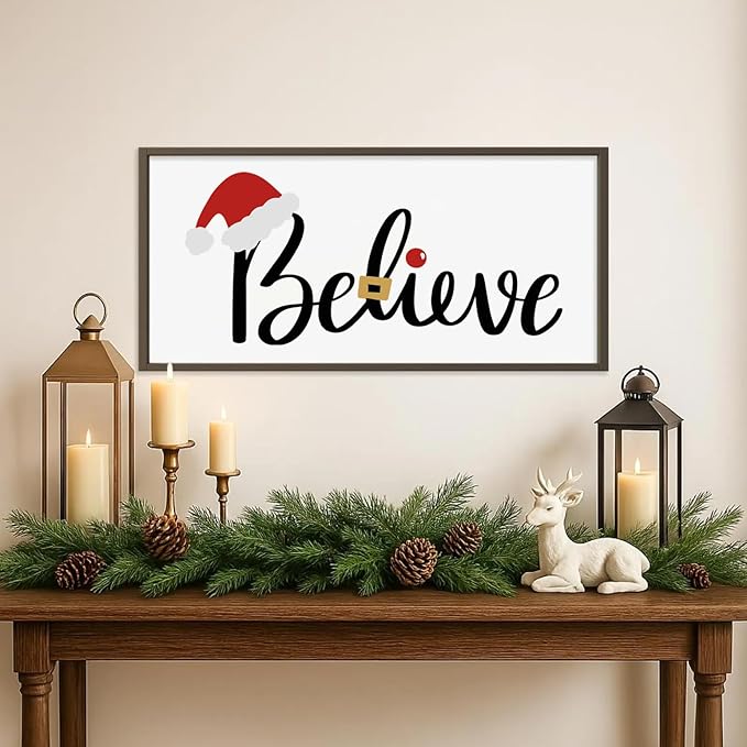 Merry Christmas Stencils for Crafts Reusable Christmas Stencils for Door Mats Believe Holiday Stencil for Painting on Wood Fabrics Porch Hanger Decor