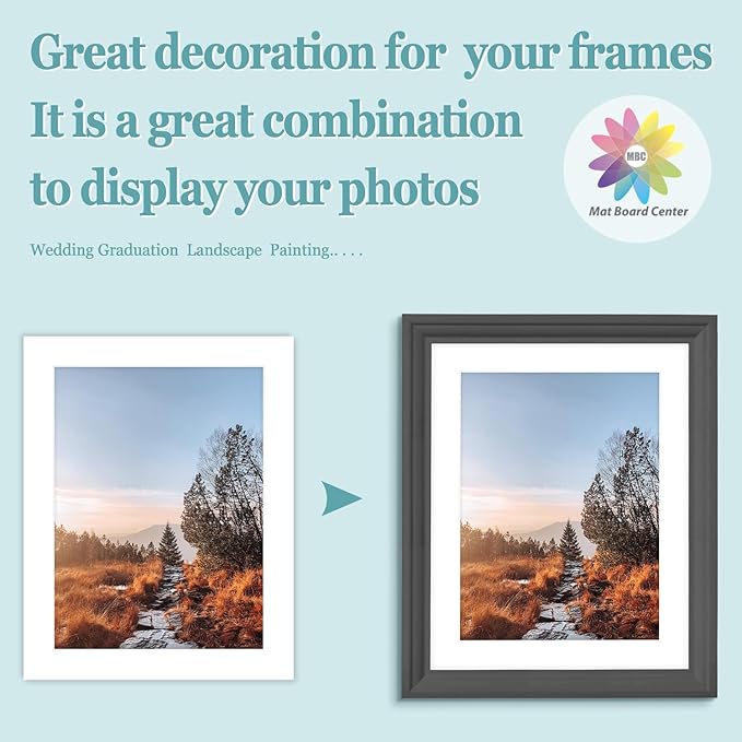 MBC Mat Board Center, 5 Pack 11X14 for 9X12 White Picture Mats Frame Mattes, Bevel Cut, Acid Free, 4-Ply Thickness