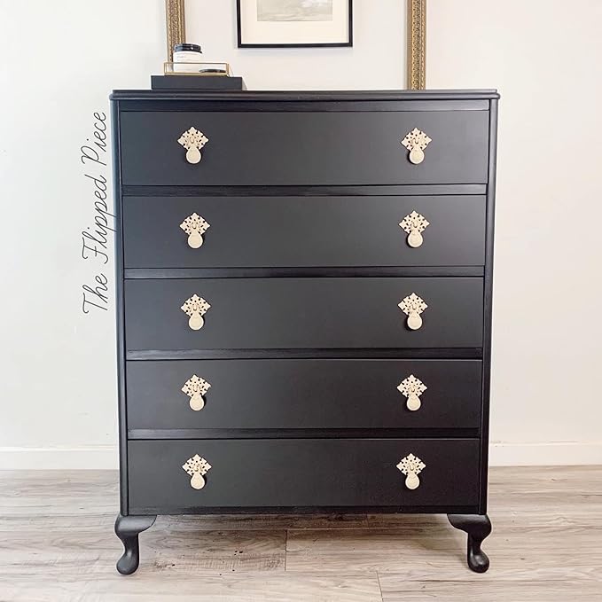 Dixie Belle Paint Company Chalk Finish Furniture Paint - Caviar (32oz) - Matte Black Chic Chalk Mineral DIY Furniture Paint