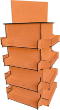 TORCHED DISPLAYS 4-Sided Rotating Display Stand - Craft Shows, Trade Shows, Markets - Small & Medium-Sized Items like Stickers, Postcards, Coasters, Note Pads, Napkins, Easy to Assemble (Orange)