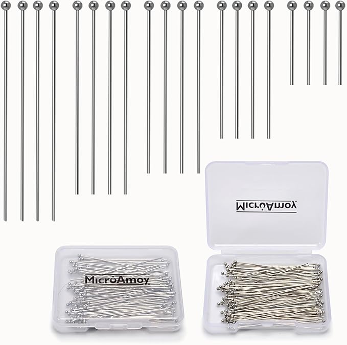 100pcs Silver Filled Ball Pins Non Tarnish Craft Earring Bracelet Jewelry Making Accessories Supplies (70mm (2.75in), Silver-Ball Pin)