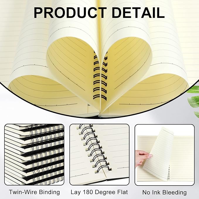 Yahenda 36 Pcs Spiral Notebook Bulk A5 Journal Lined 8.3'' x 5.5'' Writing Composition Paper Small Notepad Subject Notebook for Students Office Business Back to School Supplies (Black)