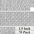 1.5 Inch Alphabet Letter Stencils for Painting - 70 Pack Letter and Number Stencil Templates with Signs for Painting on Wood, Reusable Cursive Letters Stencils for Chalkboard Wood Signs & Wall Art