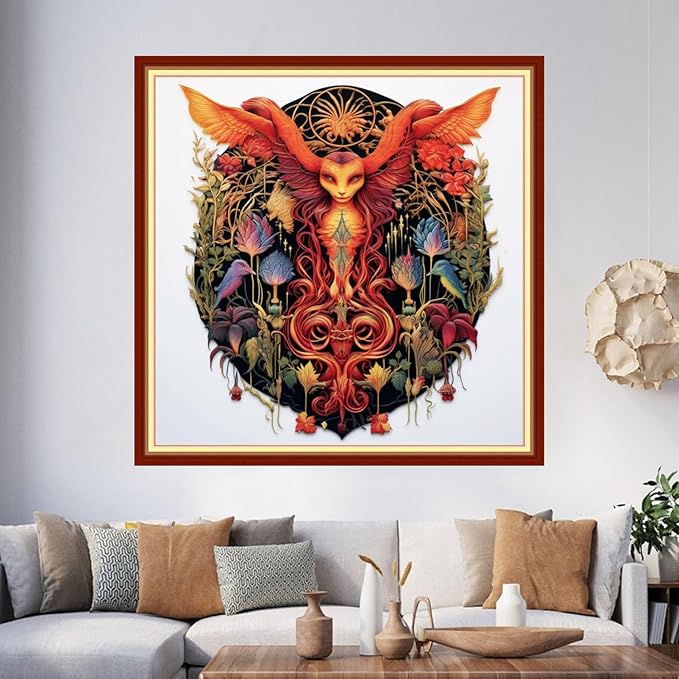 Foxhool Beginners Cross Stitch Kits Stamped Full Range of Embroidery Kits for Adults DIY Cross Stitches kit Embroidery Patterns for Needlepoint kit-Magic Holika 17.7x17.7 inch