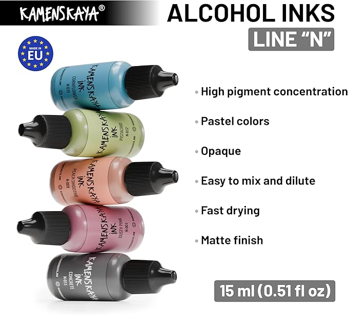 Alcohol Ink Set - 34 Color Variations - Set #19-4 Alcohol Inks x 0.51 fl oz (15 ml)