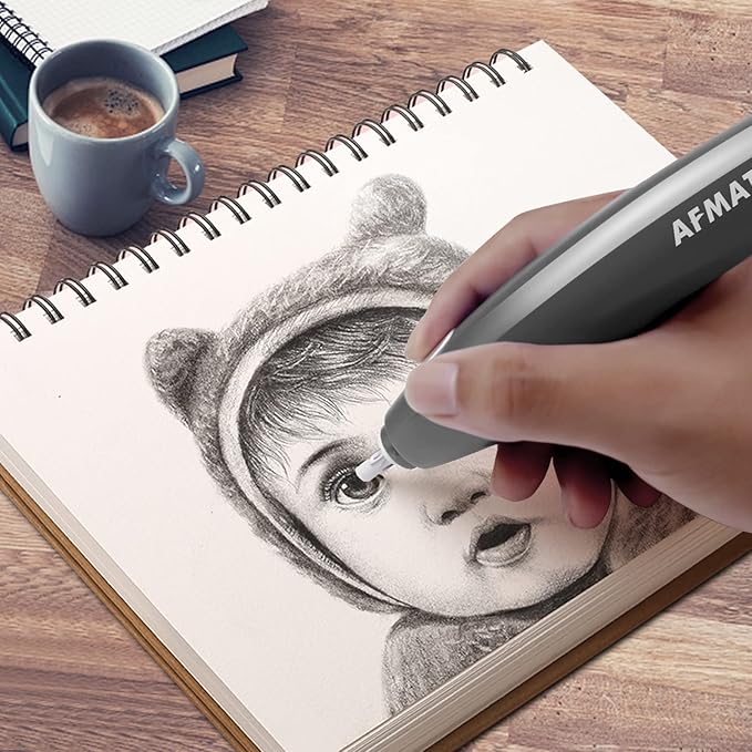 AFMAT Electric Eraser for Drawing,140 Erasers Refills, Rechargeable Electric Eraser for Artists, Rechargeable Battery Operated Pencil Erasers Kit for Drafting, Painting, Sketching, Architectural Plans