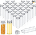100 Pcs Small Clear Vials Spice Mini Jars with Lids Mini Glass Bottles with Screw Aluminum Metal Caps Tiny Jars Sample Containers for Powder Cream Cosmetic Jewelry Wedding (15 ml,Silver Caps)