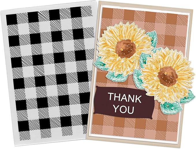 3D Textured Embossing Folders for Card Making, Buffalo Plaid Plastic Embossing Folders Lattice Grid Embossing Folder Craft Card Template for DIY Scrapbooking