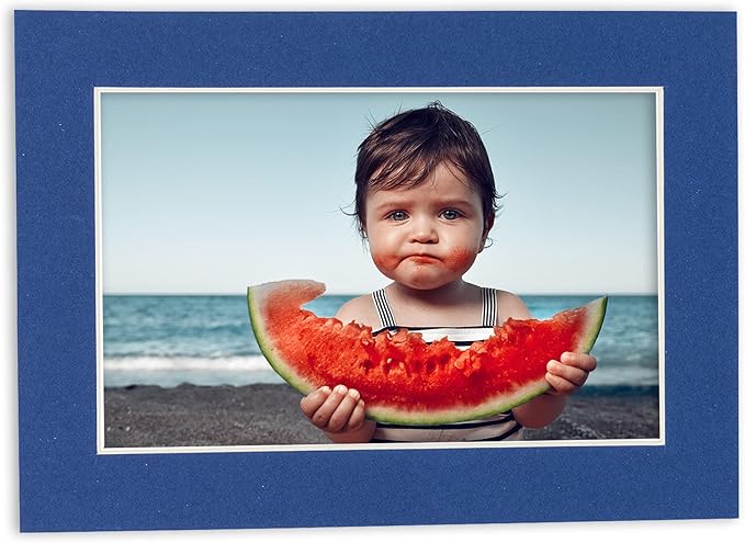 11x14 Mat for 8.5x11 Photo - Precut Bottle Blue Picture Matboard for Frames Measuring 11 x 14 Inches - Bevel Cut to Display Art 8.5 x 11 Inches - Acid Free ONE MAT with Backing Board & Clear Bag