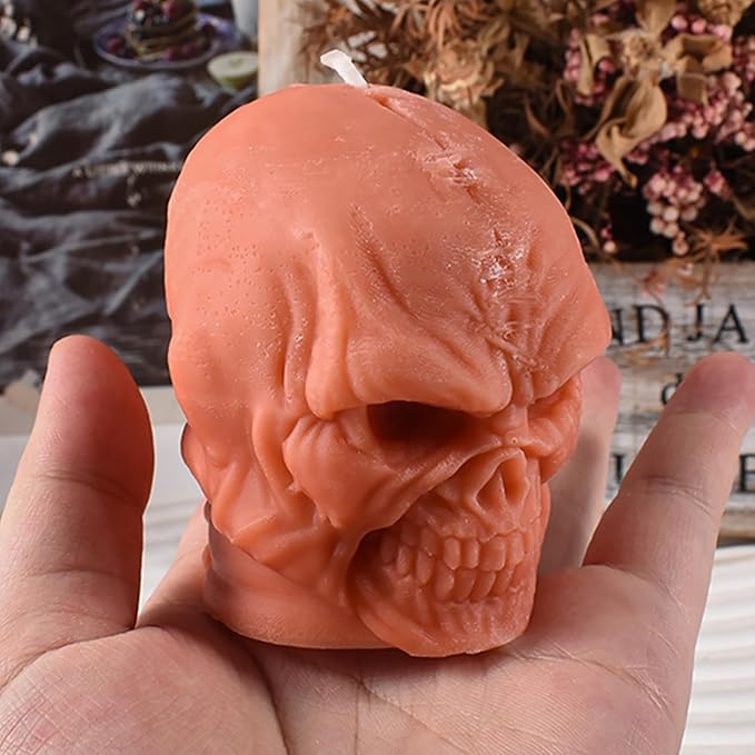 Skull Head Candle Mold - Resin Casting Silicone Molds for Home Decor & Candle Making Wave Spiral Mold