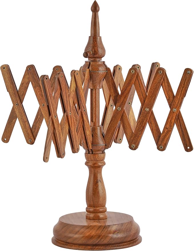 Bhartiya Handicrafts Rosewood Table Top Yarn Swift | Hand Operated Yarn Winder Swift | Yarn Winder for Swift Winding Lines (Design 2)