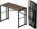 40 inch Folding Desk, Writing Gaming Computer Camping Desk, No Assembly Required Home Office Table, Black Oak