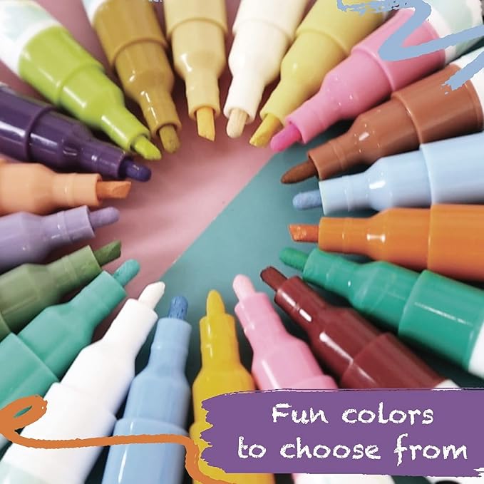 Fine Tip Liquid Chalk Markers for Chalkboard (20 Vintage Colors) - Dry Erase Marker Pens for Blackboard, Windows, Chalkboards Signs, Bistro - 3mm Reversible Tip