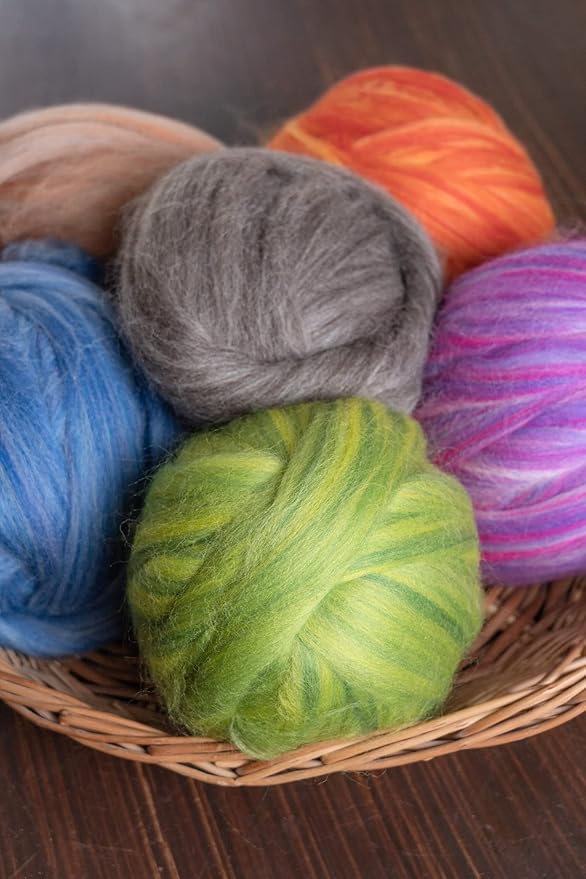 Multi Colored Natural Wool roving, 1 lb. Best Wool for Needle Felting, Wet Felting, handcrafts and Spinning. (Dawn, 1lb)