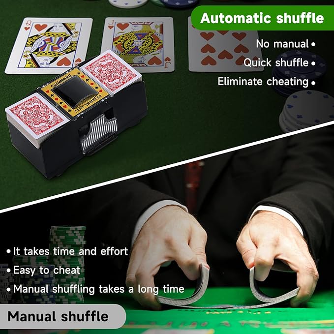 Unniweei Automatic Card Shuffler, Battery-Operated Electric Shuffler, Casino Card Game for Poker, Home Card Game, UNO, Phase10, Texas Hold'em, Blackjack, Home Party Club Game