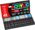 Acrylic Paint Markers Pens, 48 Vivid Colors Acrylic Markers Set,Direct Liquid Type, Stackable Color, Odorless Soft Head，Markers for School，Tooli Art ，Fabric & Creative Crafts (48)