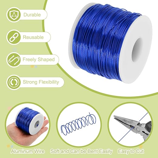 MECCANIXITY 18 Gauge Anodized Aluminum Craft Wire Bendable Bonsai Training Wire 492 Feet 1mm for Sculpting Crafts Wreath Floral Beading Jewelry Making, Dark Blue