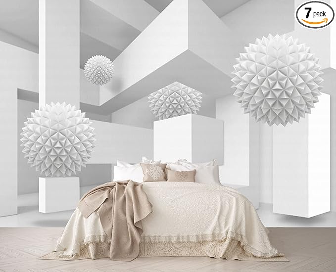 3D Wallpaper Abstract Tunnel Space Stereo Wall Mural Metal Ball Tapiz para Pared for Bedroom Living Room TV Background Wall Studio（Not Peel and Stick）
