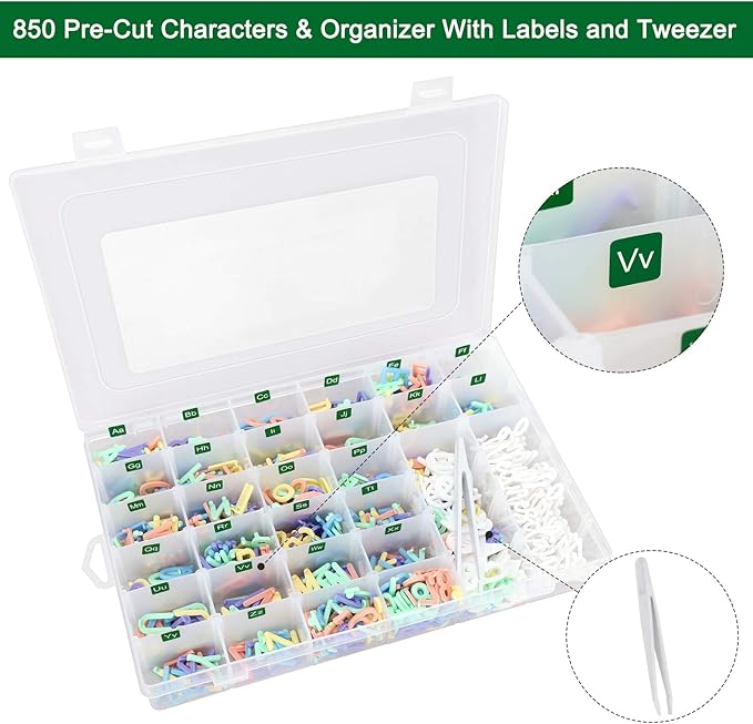 Letter Board Letters Only,850 PRE-Cut Characters (3/4 Inch,in 5 Colors) with Sorting Tray,Felt Letter Board Letters (Choice C)