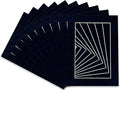 Pack of 25 Acid Free 11x14 Mats Bevel Cut for 8.5x11 Photos - Navy Suede Precut Matboards For Pictures, Photos, Framing - 4-ply Thickness