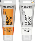 MEEDEN Acrylic Paint Orange Yellow: Bundled with Titanium White Color - 100ml/3.38oz x 2 Bulk Heavy Body Acrylic Paint Tubes for Art Craft Painting