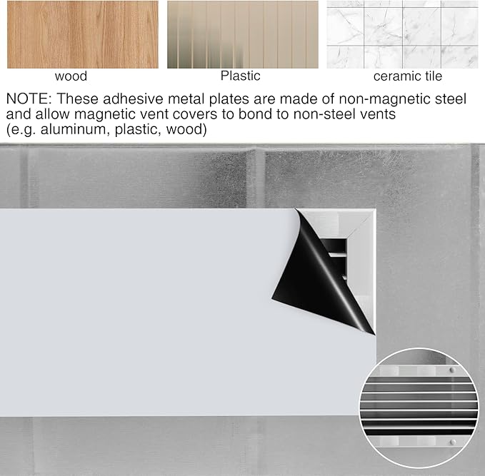 30 Pcs Adhesive Metal Plate for Magnets Mount, 2.36x1.18in Metal Strips for Magnets On Non-Steel Vents, with Adhesive Backing