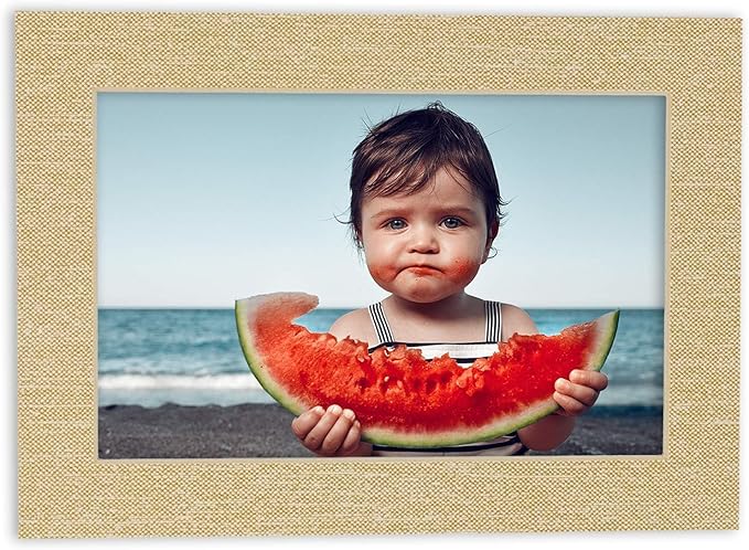 8.5x11 Mat Bevel Cut for 7x9 Photos - Acid Free Fresh Linen Canvas Precut Matboard With Backing Board and Crystal Clear, Self Seal Photo Mat Bag - For Pictures, Photos, Framing - 4-ply Thickness
